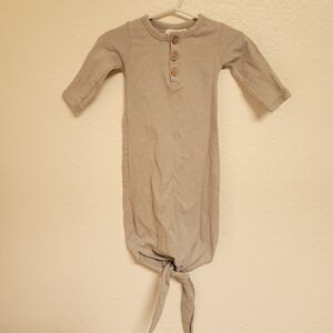 Lucy Lue Organics Beige Baby Gown with Wooden Buttons